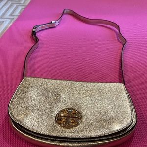 Tory Burch metallic Spark gold saddle bag